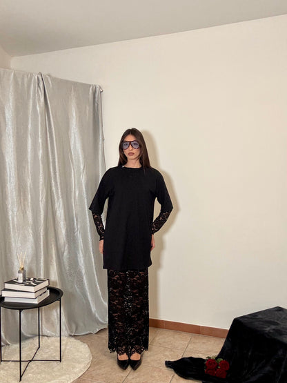 Dress pizzo+maxi t-shirt