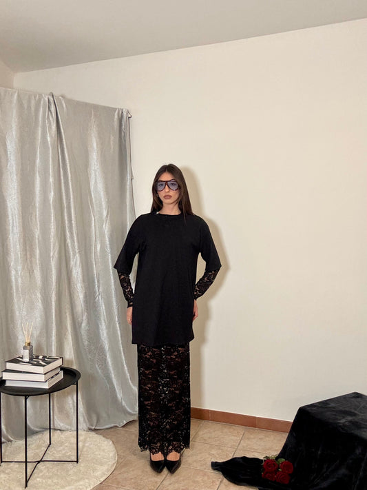 Dress pizzo+maxi t-shirt